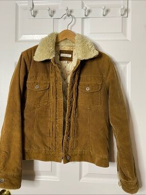 Roots Tan Corduroy Teddy Jacket with Cream Sherpa Collar #10